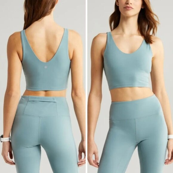 Zella Studio - Luxe Crop Tank Athletic Longline Bra Top | Large | Grey Thunder - Picture 1 of 7